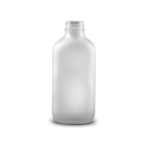8 oz Clear Frosted Glass Boston Round Bottle 28-400 Neck Finish
