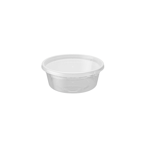 8 oz. Microwavable Heavy weight Clear Plastic Deli Container with Lid - (240/Case)