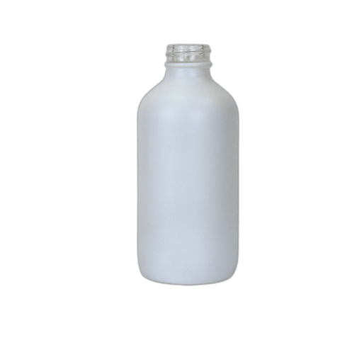 8 oz. Matte White Boston Round Glass Bottle 28-400 Neck Finish - (12/Case)