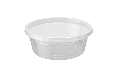 8 oz. Heavy Duty Microwavable Translucent Plastic Deli Containers with Lids - (240/Case)