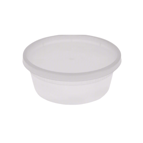8 oz. Translucent Plastic Deli Container w/Lid Heavy-Duty, Microwave-Safe - (240/Case)