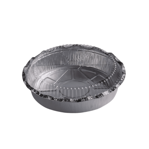 8" Round Foil Take-Out Pan with Clear Dome Lid - (500/Case)
