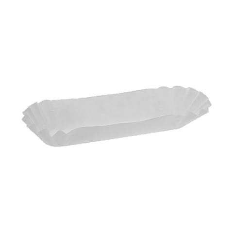 8" White Paper Hot Dog Tray, Medium Weight - (3000/Case) TH50