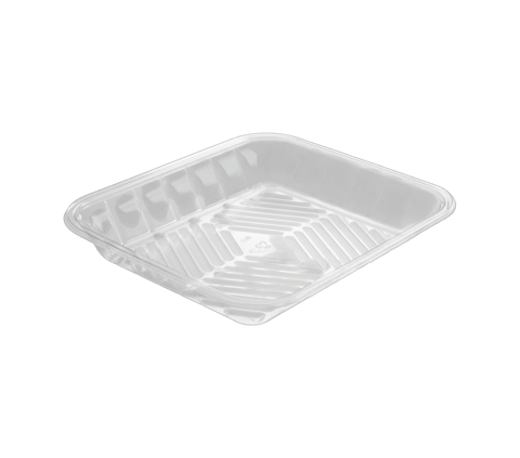8" x 10 1/2" x 1 3/8" Clear PET Plastic Meat Trays - (200/Case)