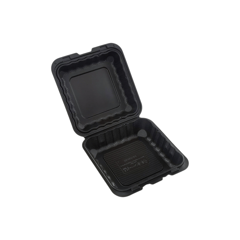 8" x 8" 1-Compartment Microwaveable Black Mineral-Filled Plastic Hinged Take-Out Container - (150/Case)