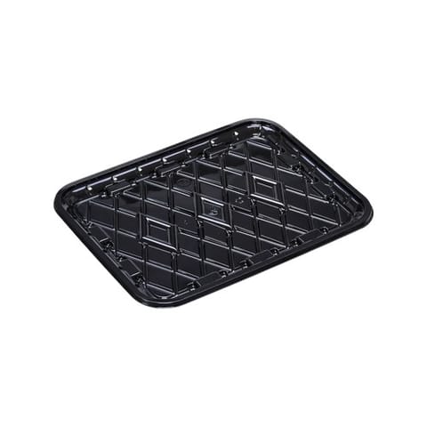 #8S Black PET Plastic Meat Tray, 10" × 8" × 9/16" - (250/Case)