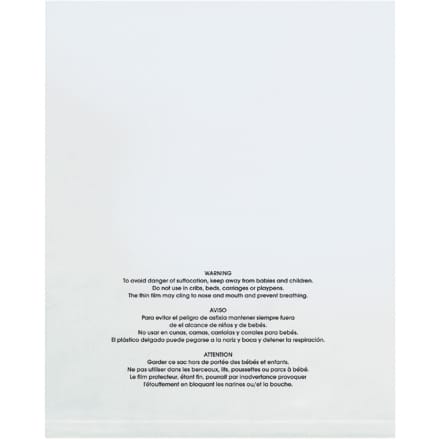 9 x 12" - 2 Mil (100 Pack) Flat Suffocation Warning Poly Bags