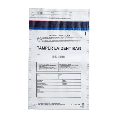 9" x 12" Opaque High Security Tamper-Evident Bags with Void Tape Seal & Serial Number