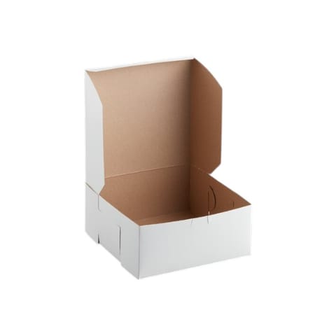 9" x 9" x 2 1/2" White Cake / Bakery Box, 1-Piece, Lock Corner - (250/Case) 6901