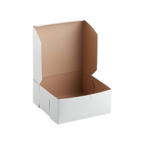 9" x 9" x 4" White Cake / Bakery Box, 1-Piece, Lock Corner - (200/Case) 6903