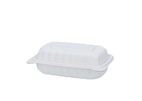 9" x 6" x 3" 1-Compartment Microwaveable White Mineral-Filled Plastic Hinged Take-Out Containers - (120/Case)