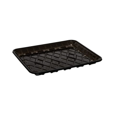 #9S Black PET Plastic Meat Tray, 12 3/16" × 9 1/8" × 13/16" - (125/Case)