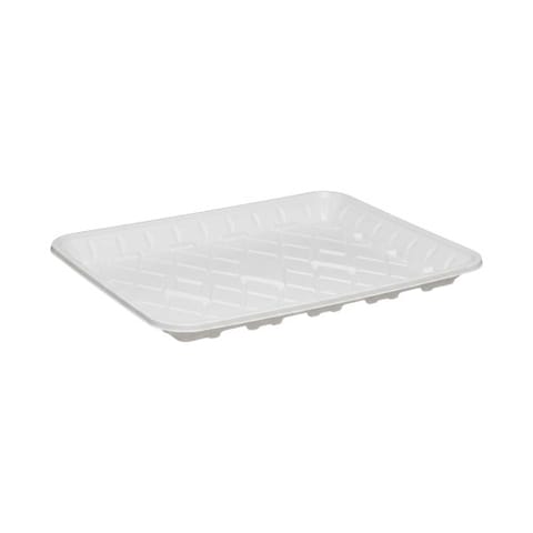 #9S White PET Plastic Meat Tray, 12 3/16" × 9 1/8" × 13/16" - (125/Case)
