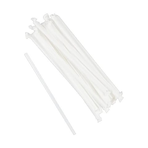 AmerCareRoyal 10 1/4" Clear Polypropylene Plastic Giant Straw, Paper Wrapped - (1200/Case) STNGT2601003