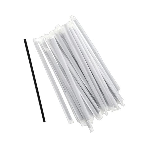 AmerCareRoyal 7 3/4" Black Polypropylene Plastic Jumbo Straw, Paper Wrapped - (5000/Case) STNJM1970733
