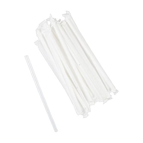 AmerCareRoyal 7 3/4" Clear Polypropylene Plastic Giant Straw, Paper Wrapped - (7200/Case) STNGT1970705