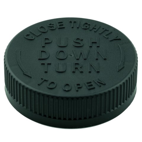 Black CRC (Child Resistant Closure) Cap 53-400 Universal HIS Liner .020" Foam FS 5-8 (800/Case)