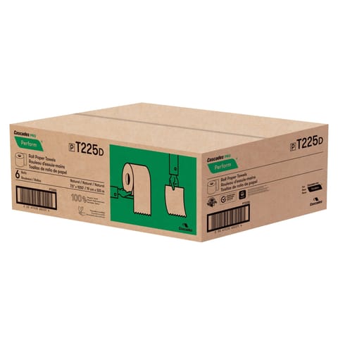 Cascades PRO Perform Natural Roll Paper Towel, 1-Ply, 1050 feet - (6/Case) T225