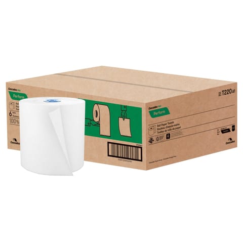 Cascades PRO Perform White Roll Paper Towel, 1-Ply, 1050 feet - (6/Case) T220