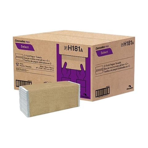 Cascades PRO Select White C-Fold Paper Towel, 1-Ply - (2376/Case) H181