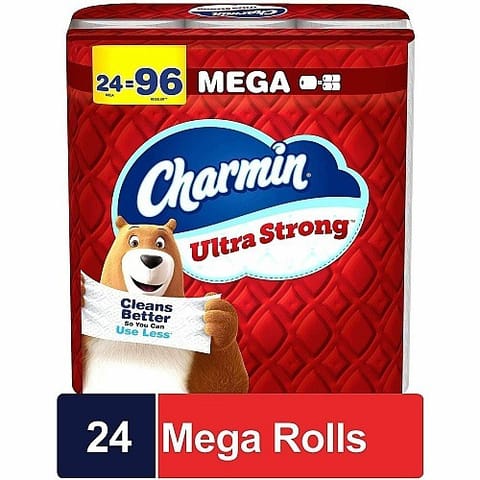 Charmin Ultra Strong Clean Touch Toilet Paper Roll, 2-Ply, 3 15/16" x 4", 220 Sheets/Roll - (24/Case)