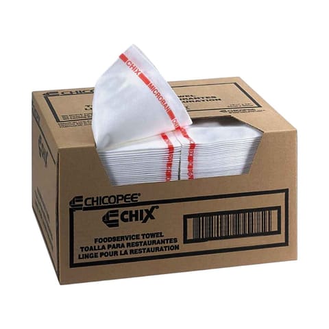 Chicopee Chix White / Red Foodservice Towel, Medium-Duty, 13" x 21" - (150/Case) 8242