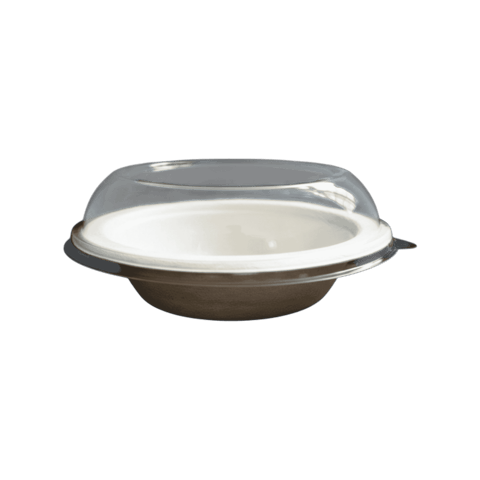 Clear PET Plastic Dome Lids for 16 oz Sugarcane Bagasse Bowls - (500/Case)