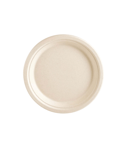 9'' PFAS Free Natural Compostable Bagasse Round Plates - (500/Case)