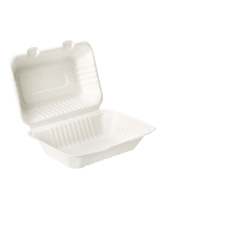 9" x 6" No PFAS Added 1-Compartment Bagasse Take-Out Containers - (200/Case)