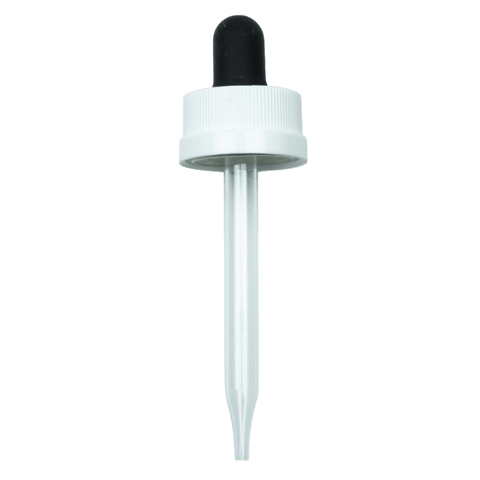 CRC (Child Resistant Closure) Dropper - Black Rubber with White Cap - 76mm 20-400(1400/case)