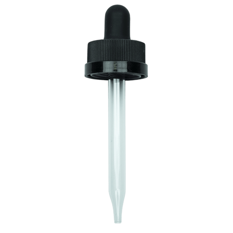 CRC (Child Resistant Closure) Dropper - Black with Measurement Markings on Pipette - 65mm 18-400(1400/case)