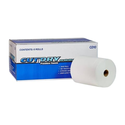 CUTNDRY Premium 10" White TAD Hardwound Paper Towel Roll, 700 Sheets/Roll - (6/Case) CND10