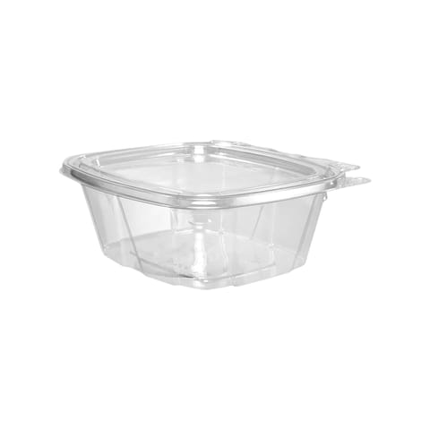 Dart ClearPac SafeSeal 16 oz Clear Tamper-Evident/Resistant Container w/ Flat Lid - 5 1/2" x 4 7/8" x 2 1/2" - (200/Case) CH16DEF