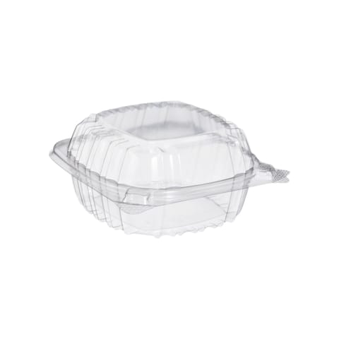 Dart ClearSeal C53PST1 Clear Hinged Lid PS Plastic Container, 5 3/8" x 5 1/4" x 2 5/8" - (500/Case)