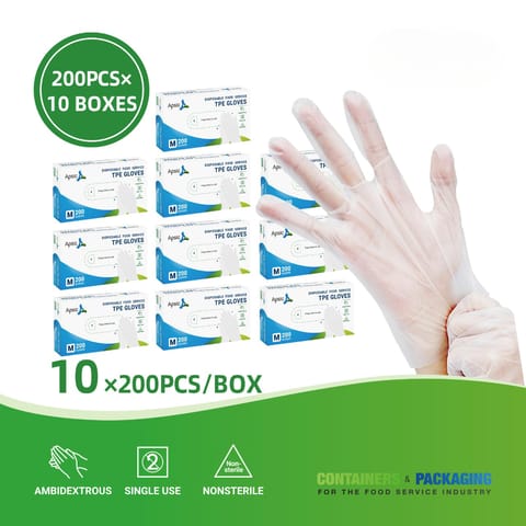 Clear Disposable TPE Food Service Gloves (Medium)- 2000/Case