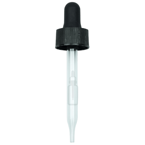 20-400 Black Dropper with 76 mm Glass Pipette (Fits 1 oz Boston Round Bottle) - 1000/Case