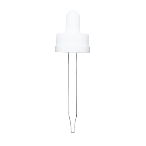 20-400 White CRC Dropper with 76 mm Glass Pipette (Fits 1 oz Boston Round Bottle) - 1400/Case