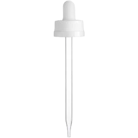 22-400 White CRC Dropper with 108 mm Glass Pipette (Fits 4 oz Boston Round Bottle) - 1000/Case