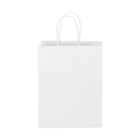 Duro 8" x 4 1/2" x 10 1/4" White Paper Shopping Bag with Handles, Tempo, 60#BW - (250/Case) 84598