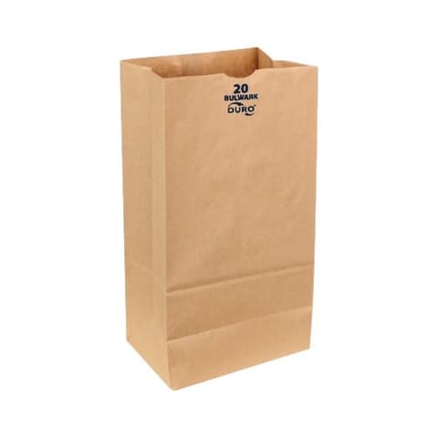 Duro Bulwark 20 lb. Extra Heavy Duty Natural Kraft Paper Grocery Bag, 57#BW - (400/Case) 71020