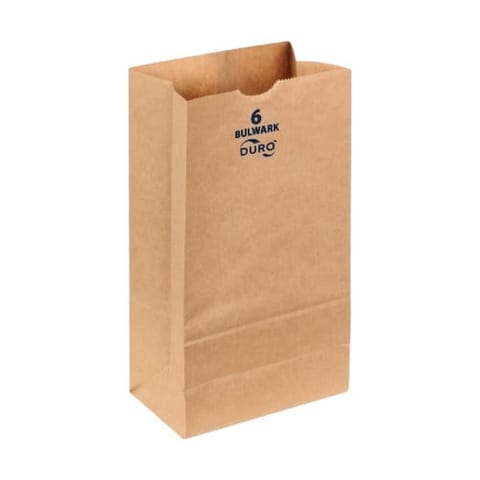 Duro Bulwark 6 lb. Extra Heavy Duty Natural Kraft Paper Grocery Bag, 52#BW - (400/Case) 71006