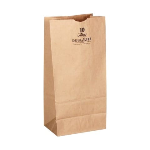 Duro Dubl Life 10 lb. Recycled Kraft Paper Grocery Bag, 35#BW - (500/Case) 18410