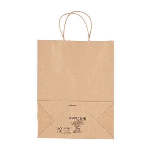 Duro Dubl Life 10" x 5" x 13" Recycled Kraft Paper Shopping Bag with Handles, Missy, 60#BW - (250/Case) 87124