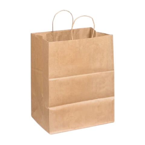 Duro Dubl Life 10" x 6 3/4" x 12" Recycled Kraft Paper Shopping Bag with Handles, Bistro, 60#BW - (250/Case) 87490