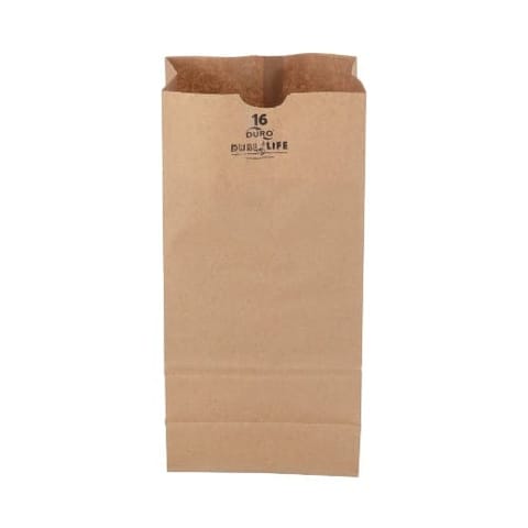 Duro Dubl Life 16 lb. Recycled Kraft Paper Grocery Bag, 40#BW - (500/Case) 18416