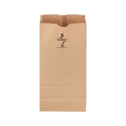 Duro Dubl Life 5 lb. Recycled Kraft Paper Grocery Bag, 35#BW - (500/Case) 18405