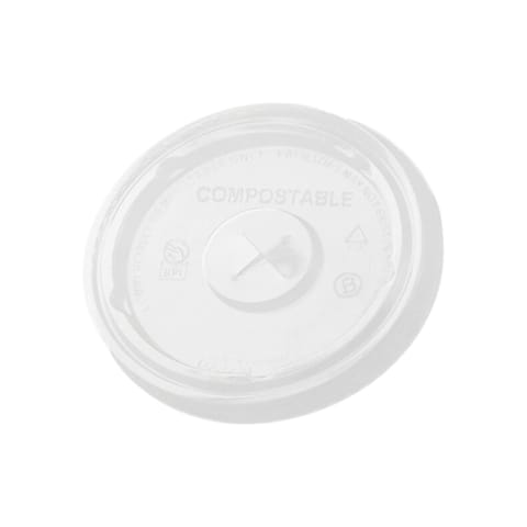 Fabri-Kal Greenware Compostable Clear PLA Plastic Lid with Straw Slot, Fits 12, 16, 20 & 24 oz - (1000/Case) LGC12-24