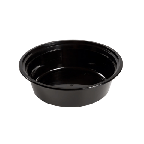 24 oz Black Round Microwavable Container - (150/Case)
