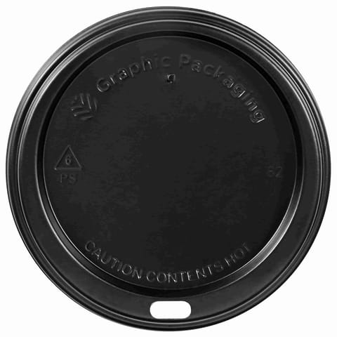 Graphic Packaging Black Dome Sipper Hot Cup Lid, Fits 10-24 oz - (1000/Case) LHRDSB-16