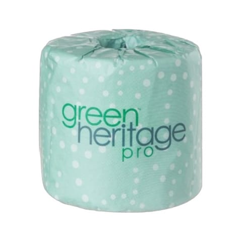 Green Heritage Pro White Toilet Paper Roll, 1-Ply, 4" x 3 1/8", 1000 Sheets/Roll - (96/Case)